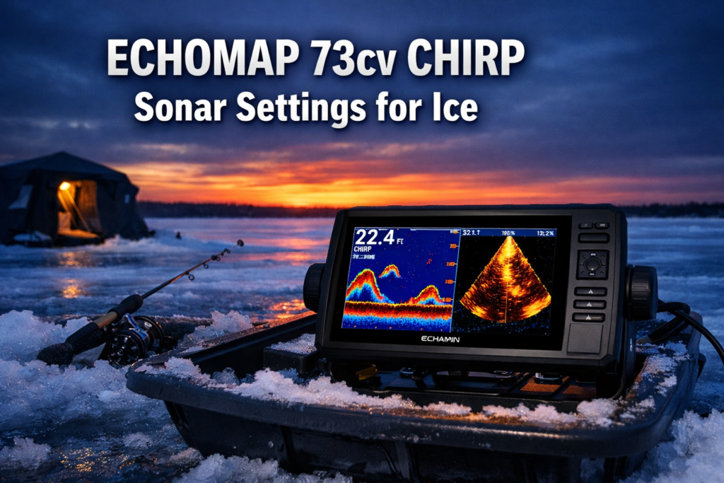 ECHOMAP 73cv CHIRP Sonar Settings for Ice: Target Separation in 15-30 Foot Depths with Panoptix Integration