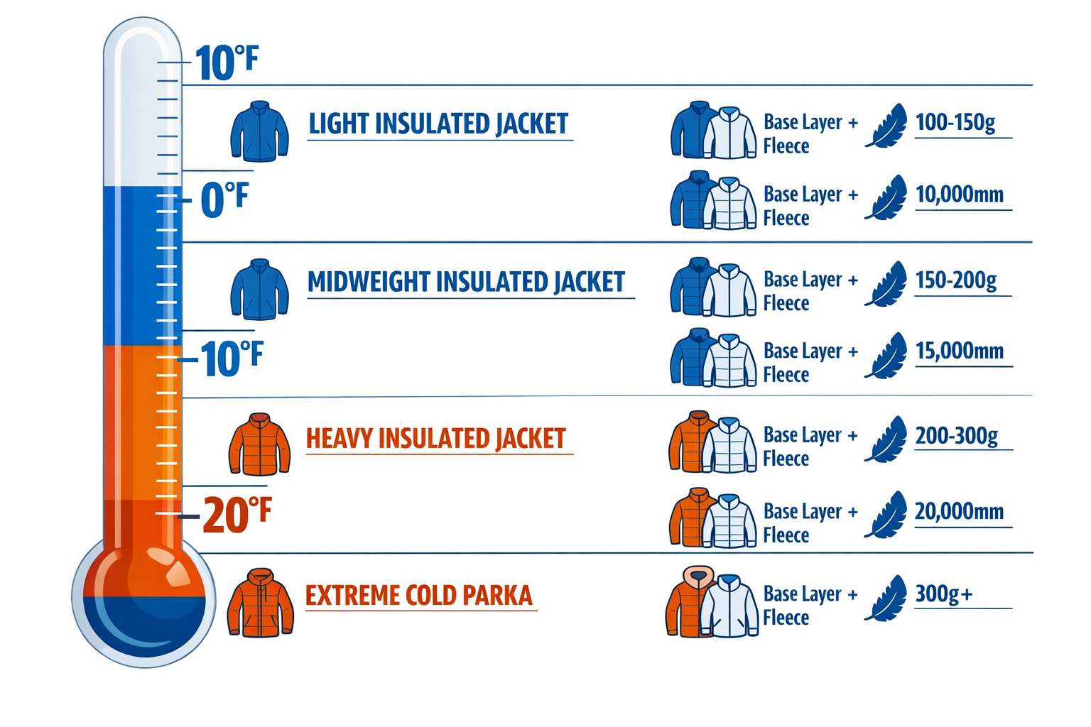 Landscape format (1536x1024) infographic-style image showing a temperature gauge from 10°F to negative 20°F on the left side, with correspon