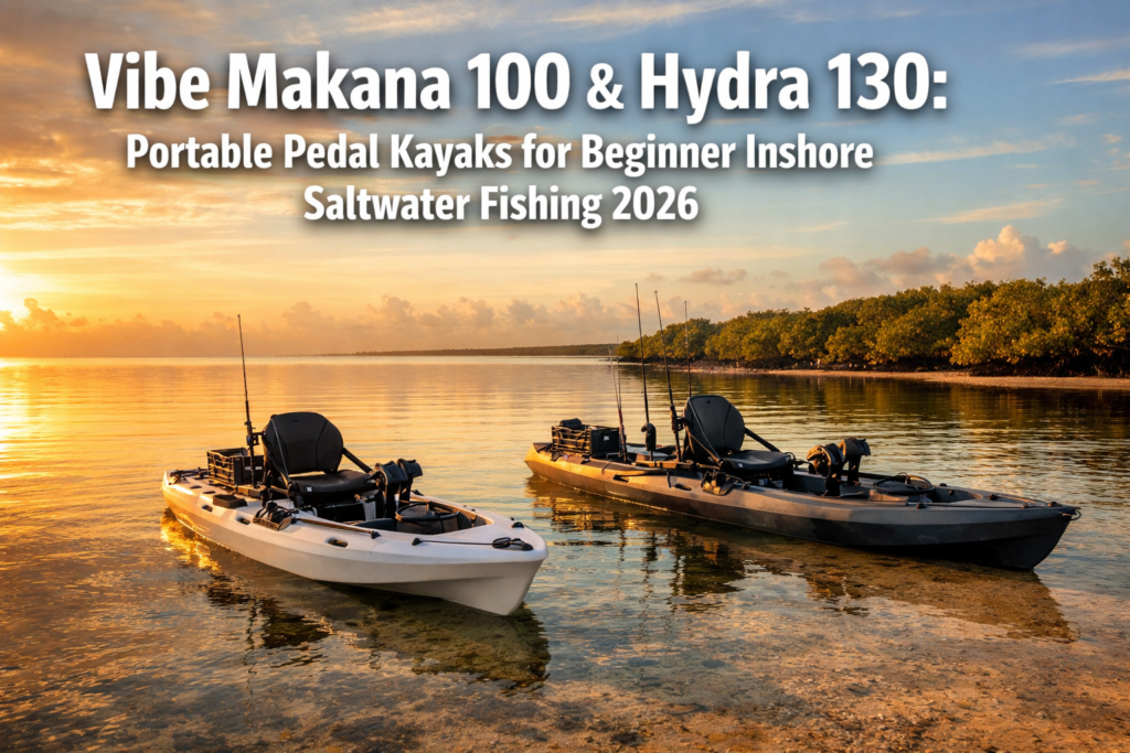 Vibe Makana 100 and Hydra 130: Portable Pedal Kayaks for Beginner Inshore Saltwater Fishing 2026