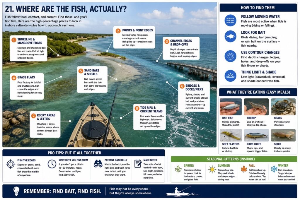 Saltwater Kayak Fishing for Beginners: The Skills that Actually Matter in 2026 Where are the fish actually